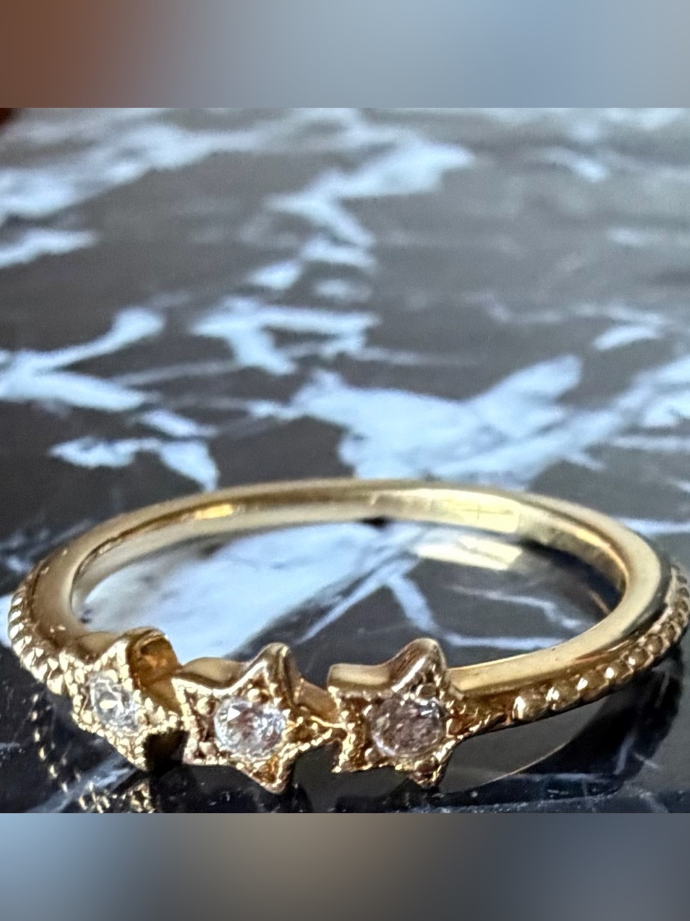 Pandora Gold Star Ring with Clear Stones